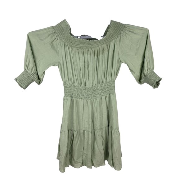 Gianni Bini Womens Smocked Sage Green Dress Size Medium - Picture 3 of 6